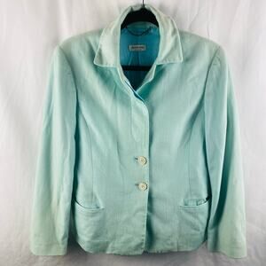 Agnona 100%‎ Cashmere Cupro Lined Mint Pastel Green Single Breasted Blazer Sz 10